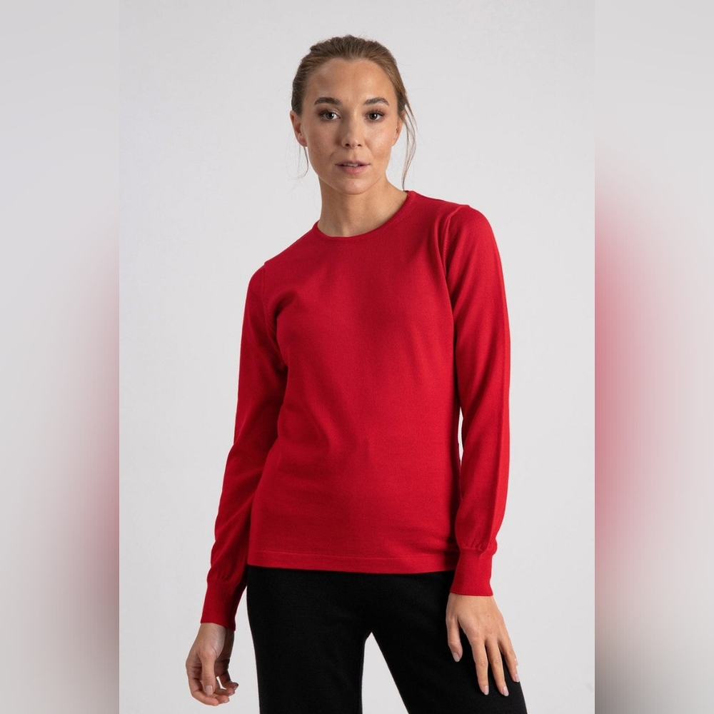 Mazzonetto Crewneck Peach Extrafine Merino Wool Sweater Long Sleeves Sz S